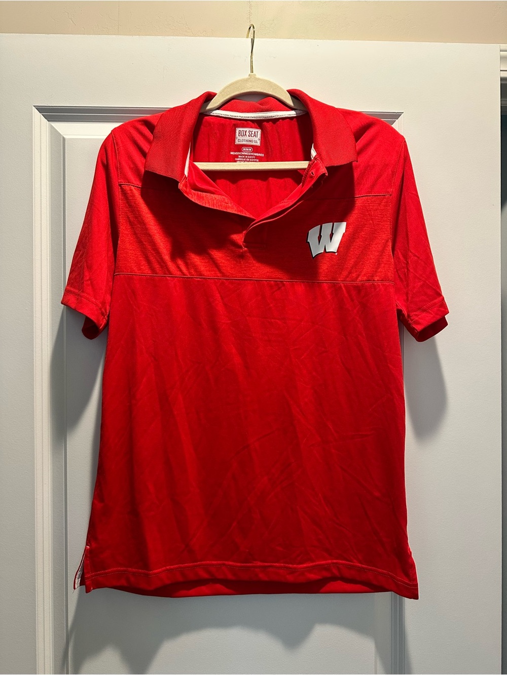 Red Performance Polo with Wisconsin Badgers Logo